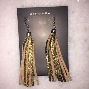 Metallic Long Leather Earrings